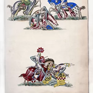 Knights fighting, c1260, (1843). Artist: Henry Shaw