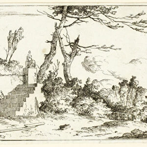 Landscape with Classical Statue, 1779 / 97. Creator: Louis Gabriel Moreau