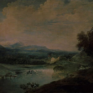 Landscape with a waterfall, ca 1714. Artist: Watteau, Jean Antoine (1684-1721)