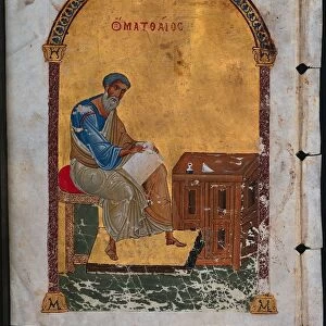 Leaf from a Lectionary with St. Matthew, 1057-1063. Creator: Unknown