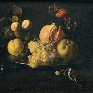 Still Life with Fruit and Goldfinch. Artist: Zurbaran, Juan de (1620-1649)