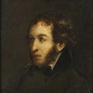 Last lifetime portrait of the poet Alexander Sergeyevich Pushkin (1799-1837), 1837