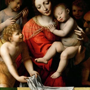 Madonna and Sleeping Child with Three Angels, First Half of 16th century