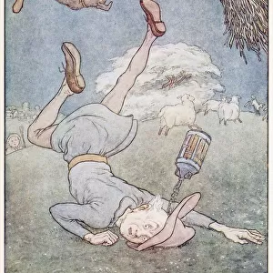 The man in the moon came tumbling down, from A Nursery Rhyme Picture Book, pub. 1914