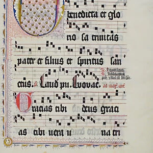 Manuscript Leaf with Initial O, from an Antiphonary, German, second quarter 15th century