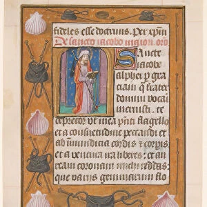 Manuscript Leaf with Saint James the Greater, from a Book of Hours, ca. 1500. Creator: Unknown