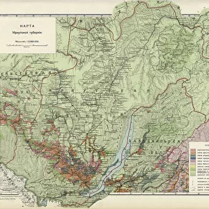 Map of Irkutsk Province, 1914. Creator: Resettlement Department of the Land Regulation and Agriculture Administration