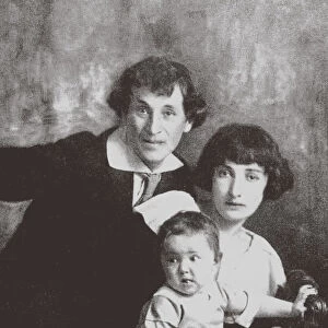 Marc Chagall with his first wife Bella and Daughter Ida, 1917