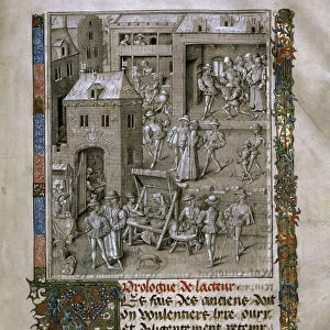 Market scene and Presentation of the book to Philip the Good