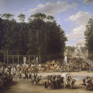 The marriage procession of Napoleon I and Marie-Louise crossing the Jardin des Tuileries on 2nd Apri Artist: Garnier, Etienne-Barthelemy (1759-1849)