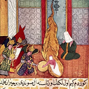 Miniature depicting the birth of Mohammed, in the manuscript Siyer-Un-Nebi by Ah