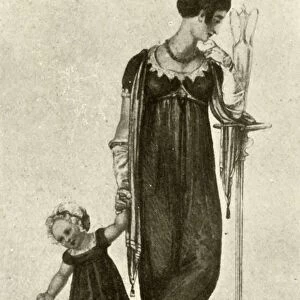 Mourning dress of mother and child, 1809, (1937). Creator: Unknown