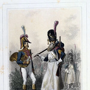 Musician and Sapper of the Grenadiers-a-Pied, 1859. Artist: Auguste Raffet