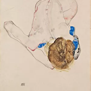 Nude with Blue Stockings, Bending Forward, 1912. Artist: Schiele, Egon (1890?1918)