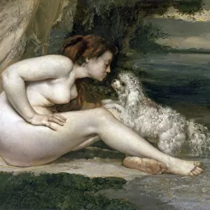 Nude Woman with a Dog, 1861-1862. Artist: Courbet, Gustave (1819-1877)