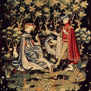 The Offering of the Heart (L Offrande du coeur). Tapisserie, ca 1400-1410