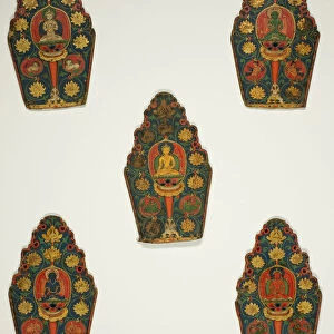 Five Panels of a Vajrasattva Crown with Transcendental Buddhas, 15th century