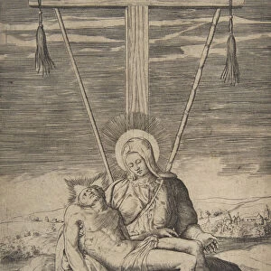 Pieta under the Cross of Golgatha, 1547. Creator: Giulio Bonasone