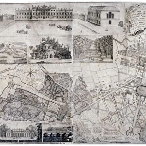 Plan and views of Wanstead House and Park in the borough of Redbridge, London, 1735