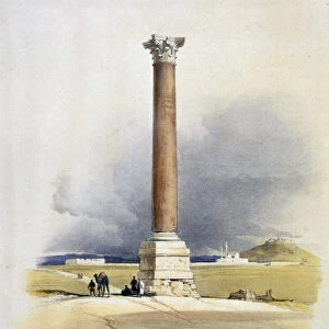 Pompeys Pillar, Alexandria, Egypt, 19th century. Artist: David Roberts