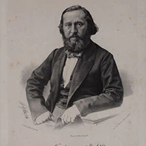 Portrait of the author Konstantin Sergeyevich Aksakov (1817-1860), 1860s