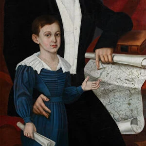 Portrait of Konstantin Rogal-Levitsky with Son Philipp, c. 1830. Artist: Anonymous