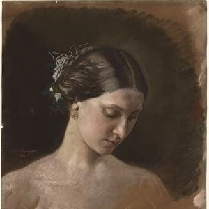 Portrait of a Woman, c. 1889-1899. Creator: Jean-Baptiste-Antoine-Emile Beranger (French