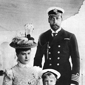 Prince George and his wife Mary with their son Edward, HMS Crescent, late 19th-early 20th century