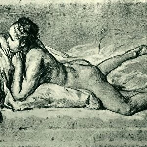 Reclining female nude, 1751, (1943). Creator: Francois Boucher