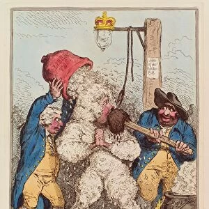 Retribution: Tarring and Feathering, or The Patriots Revenge, pub. 1795 (hand coloured engraving)