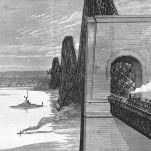 Running the first train over the new Forth Bridge, 1890. Creator: Unknown