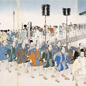 Samurai Warriors on the March, 19th Century. Creator: Japanese School (19th century)