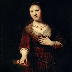 Saskia with the red flower, 1641. Creator: Rembrandt van Rhijn (1606-1669)