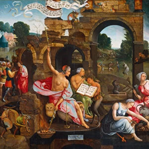 Saul and the Witch of Endor, 1526. Artist: Cornelisz van Oostsanen, Jacob (ca. 1470-1533)