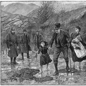 Scene at an Irish eviction in County Kerry, 1887. Artist: P Naumann