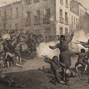 Scene of the popular uprising in Madrid against the French army of Napoleon on May 2