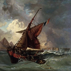 Ships in a stormy sea, 19th century. Artist: Eugene Delacroix