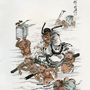 Shoki and Attendant Demons, 1898. Artist: Kawanabe Kyosai