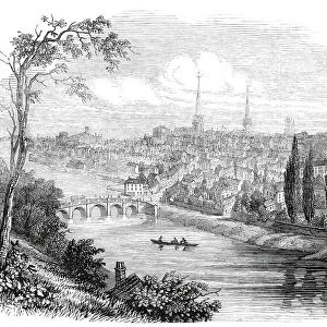 Shrewsbury, from the Severn, 1845. Creator: Smyth