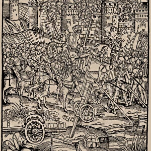 Siege of a city in the 15th century. From the Strasbourg Vergil by Johann Grieninger, 1502