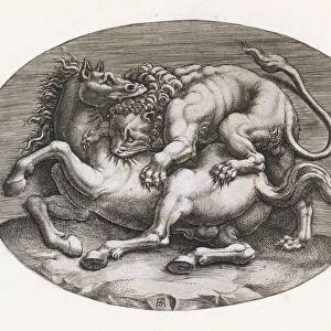 Speculum Romanae Magnificentiae: Lion Attacking a Horse, c1540-80