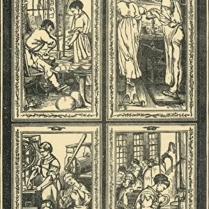 Staffordshire Processes, design for stained glass window, c1870, (1881). Creator: Unknown