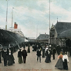 Steamship SS Celtic at the quayside, Liverpool, Lancashire, c1904. Artist: Valentine & Sons Ltd