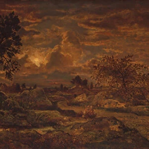 Sunset near Arbonne, ca. 1860-65. Creator: Theodore Rousseau