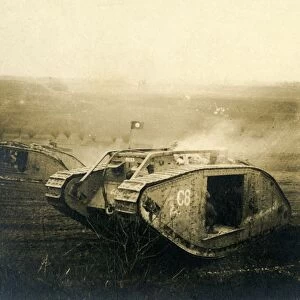 Tank on the move, c1914-c1918