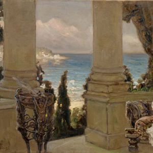 On the terrace. Artist: Kotarbinsky, Vasilii (Wilhelm) Alexandrovich (1849-1921)