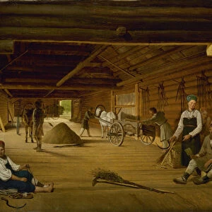 Threshing Barn, 1823. Artist: Venetsianov, Alexei Gavrilovich (1780-1847)
