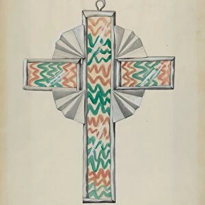 Tin and Painted Glass Cross, c. 1937. Creator: Majel G. Claflin