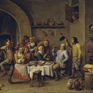 Twelfth Night party, 1650-1660. Artist: Teniers, David, the Younger (1610-1690)