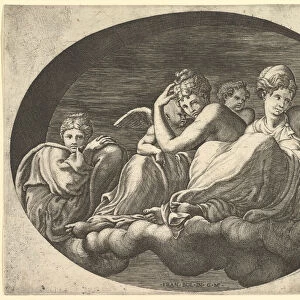Venus and Cupid, Two Other Goddesses, and a Putto, from a series of eight compositions af